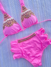 Load image into Gallery viewer, Pink High Waisted Bikini Bordado