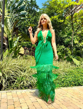 Load image into Gallery viewer, Crochet Green Maxi Dress