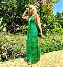 Load image into Gallery viewer, Crochet Green Maxi Dress