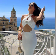 Load image into Gallery viewer, White Flower Mediterranian Dress