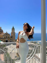 Load image into Gallery viewer, White Flower Mediterranian Dress