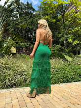 Load image into Gallery viewer, Crochet Green Maxi Dress