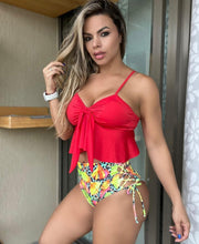 Load image into Gallery viewer, Tummy Control Red Bikini & Top
