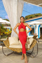Load image into Gallery viewer, Red Flower Mediterranian Dress
