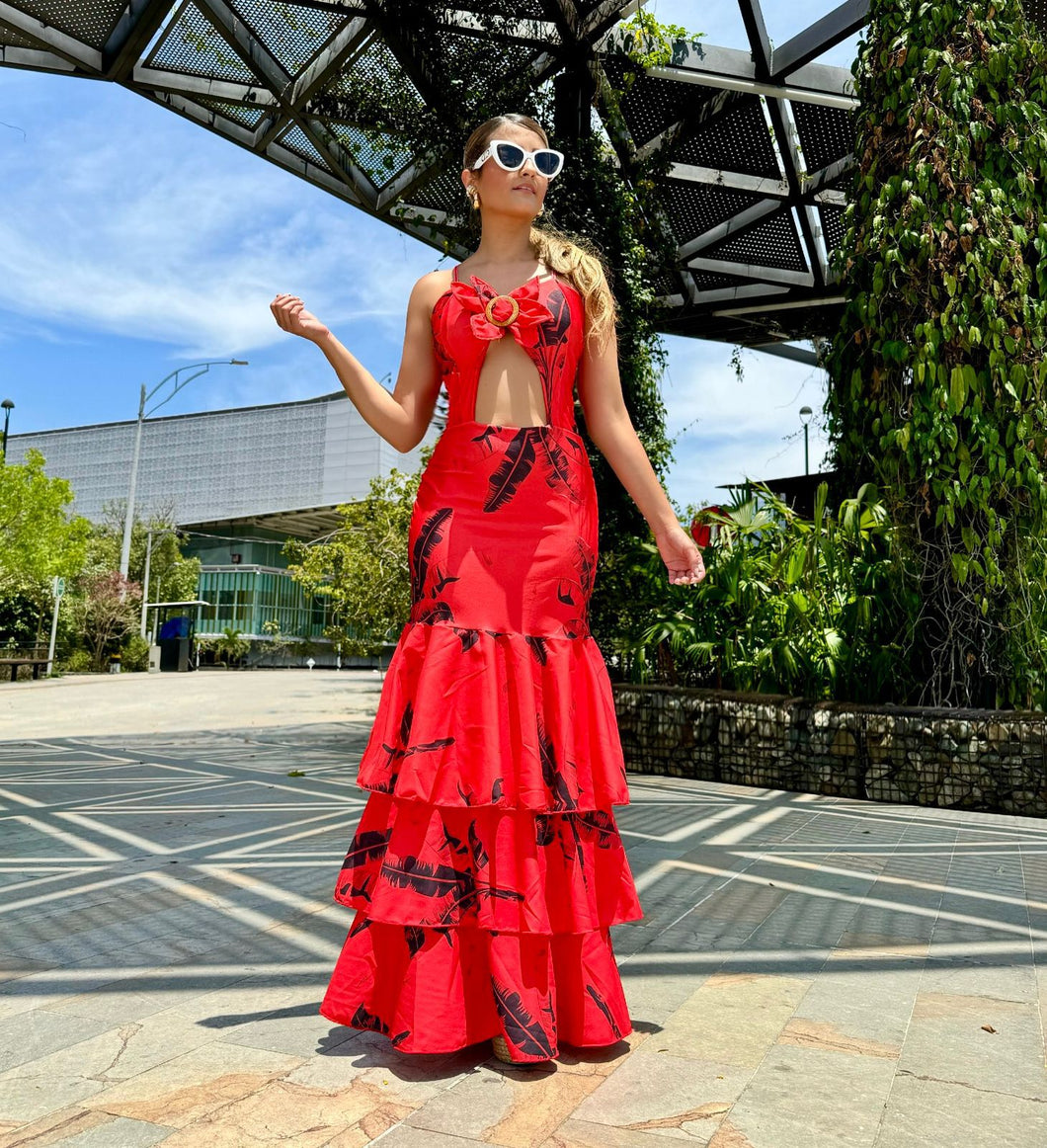 Spain Red Seda Mango Dress