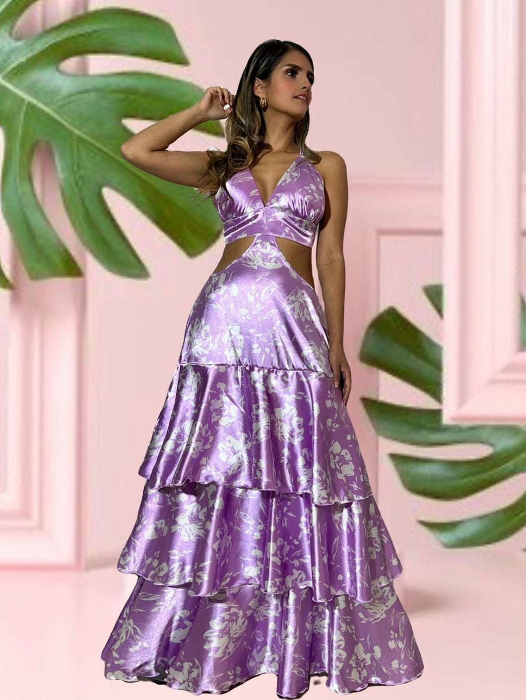 Satin Purple Maxxi Dress