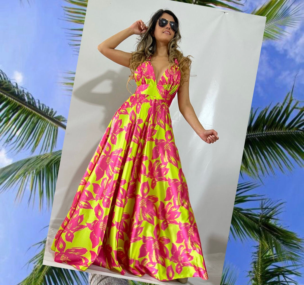 Tropical Satin Dress