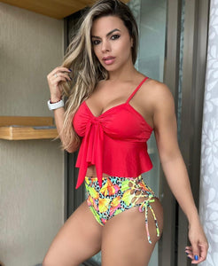 Tummy Control Red Bikini & Top